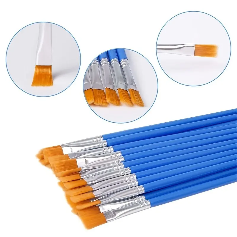 Plastic Model Paint - Nylon Flat Paint Brushes with Plastic