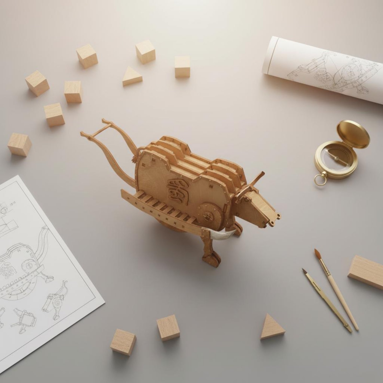 Zhuge Liang Wooden Ox Assembly - Model Kit Wood recension och pris